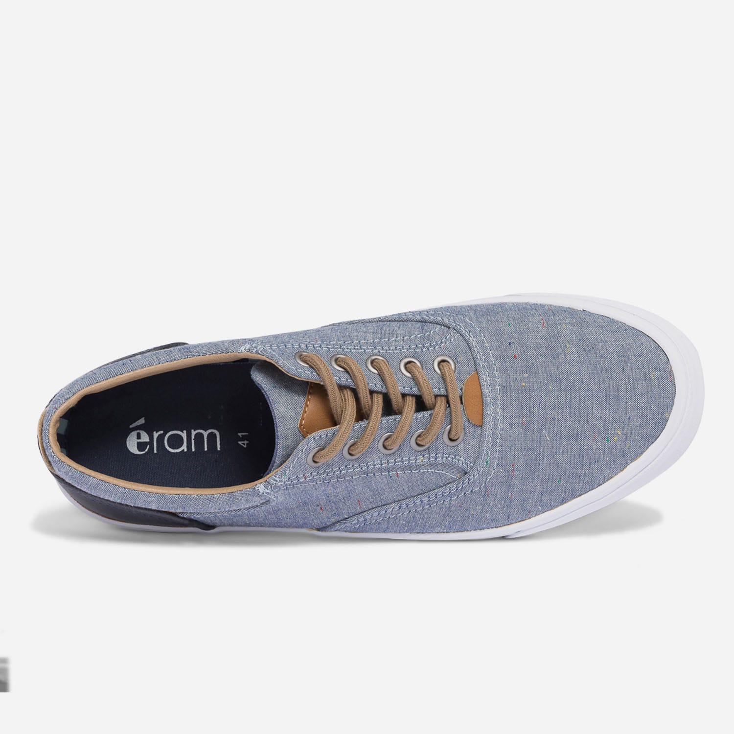 Tennis bleu chiné façon chambray en toile