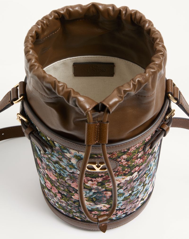 Valentino Garavani Antibes Medium Bucket Bag in Apres L'Hiver Jacquardstof