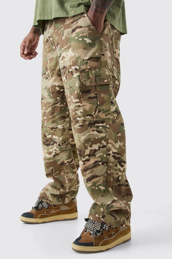 Plus lockere Twill Camouflage Cargo-Hose