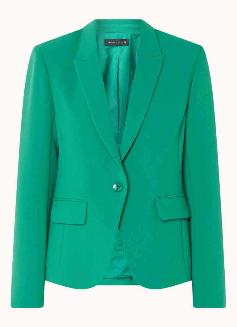 Expresso-blazer med skulderputer og lommer med klaff