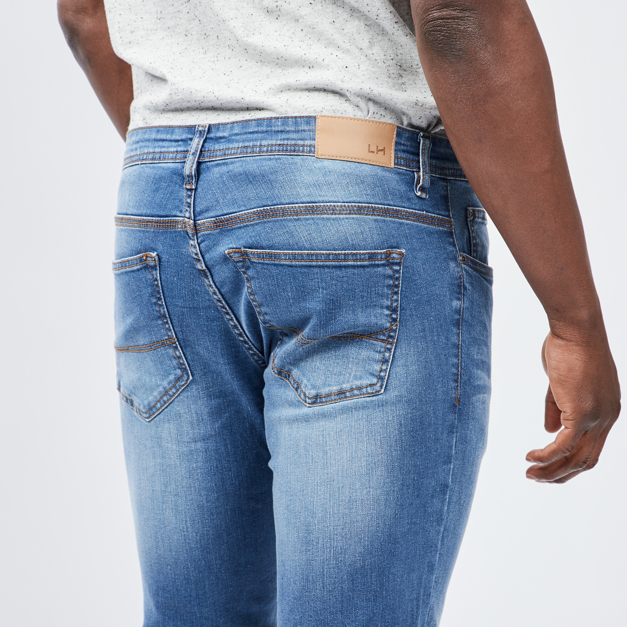 Jeans slim effet usé denim double stone homme | La Halle