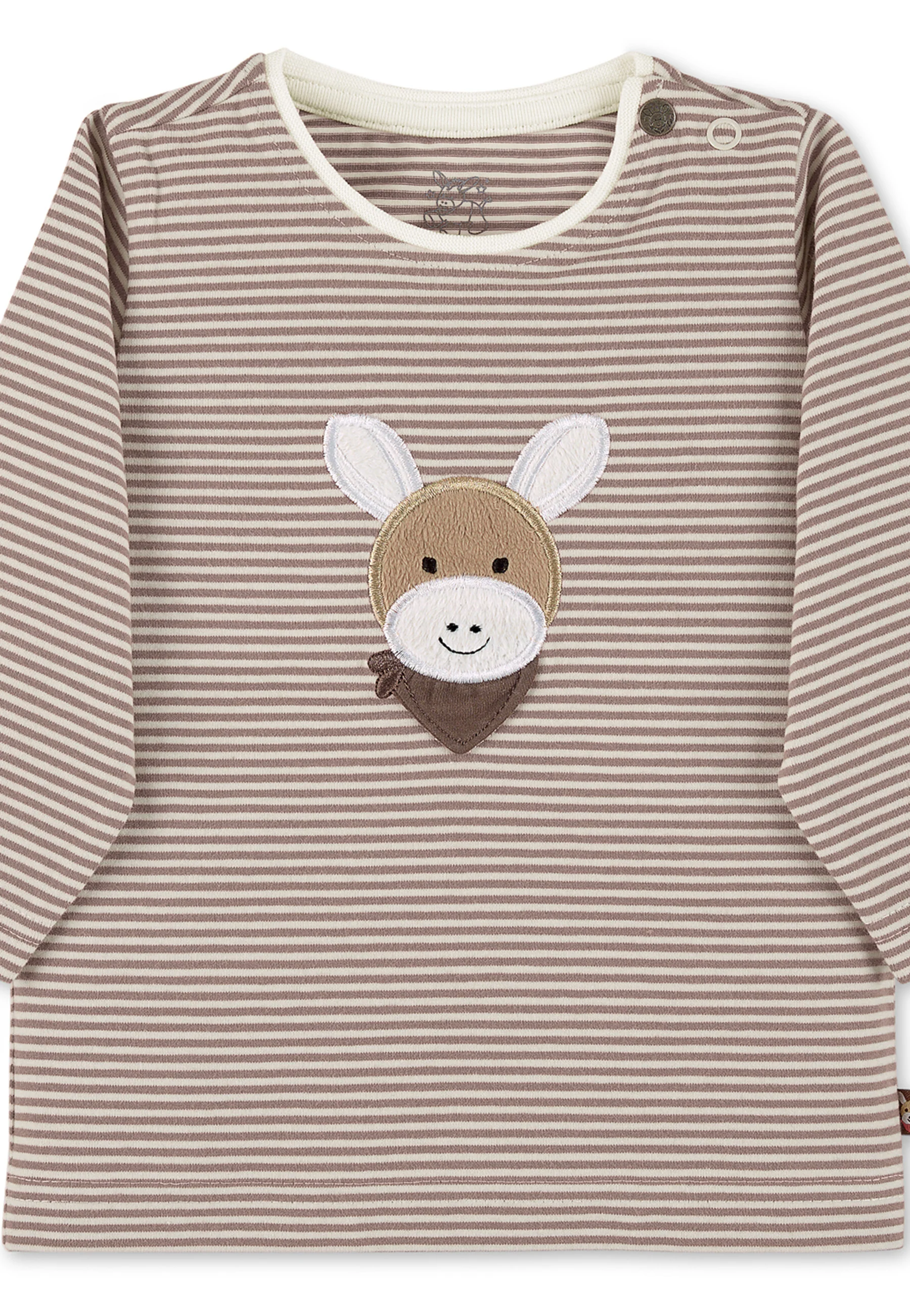 GOTS Langarm-Shirt Esel Emmi Stickerei, gestreift