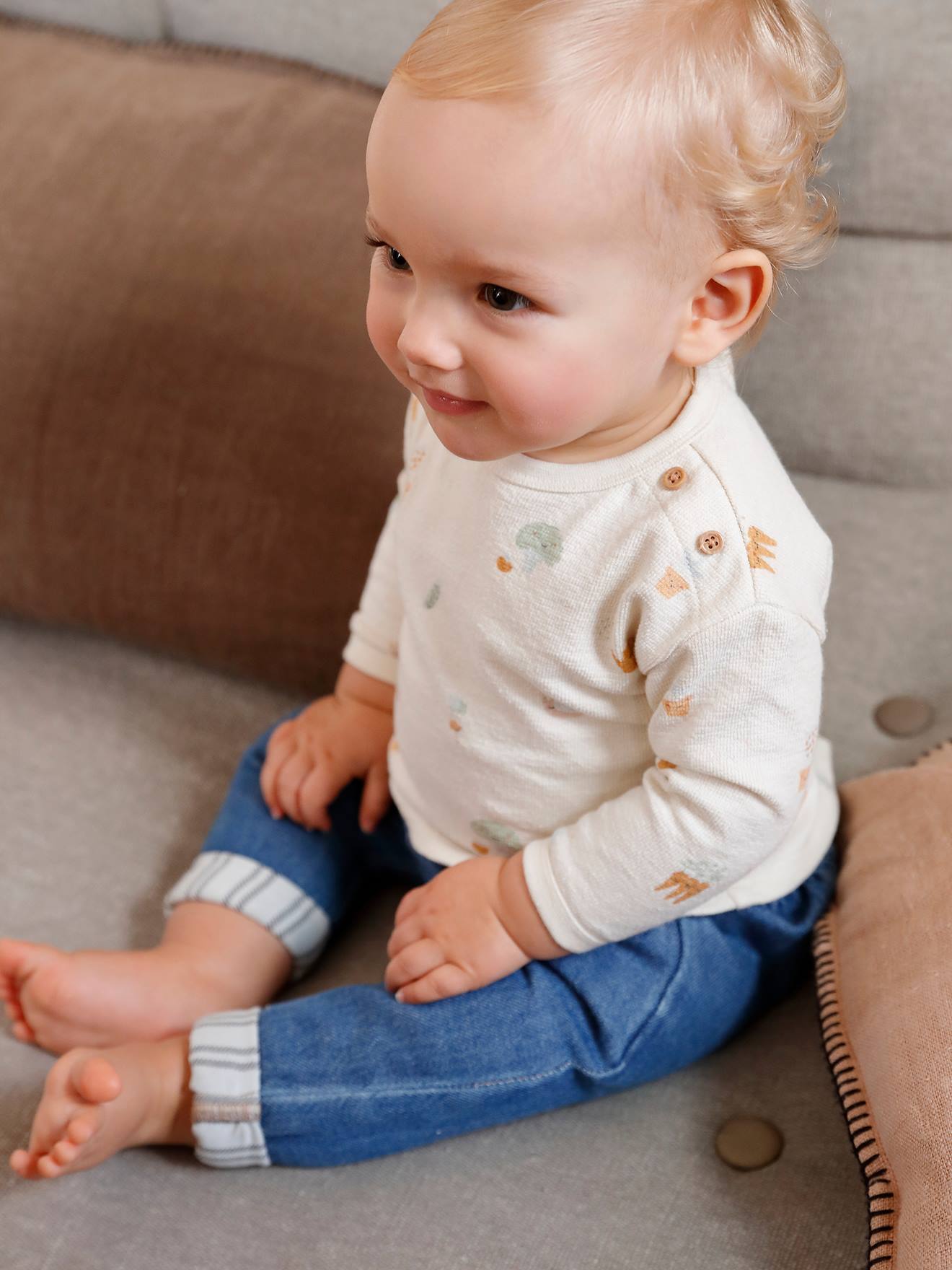 T-shirt bébé manches longues écru