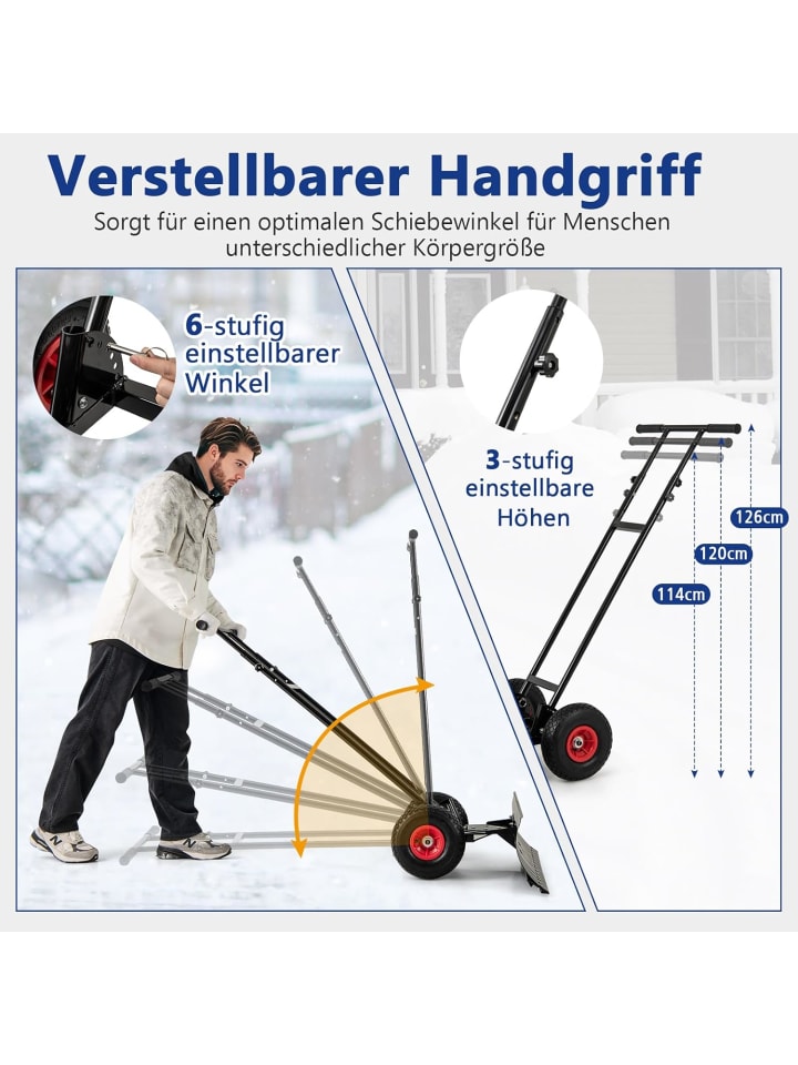 COSTWAY Schneeschaufel mit Rädern in Schwarz günstig kaufen onesize