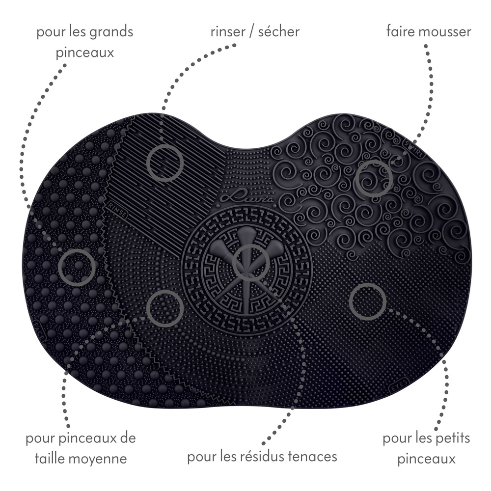 luvia Brush Cleaning Mat - Black Tapis nettoyant pour pinceaux maquillage