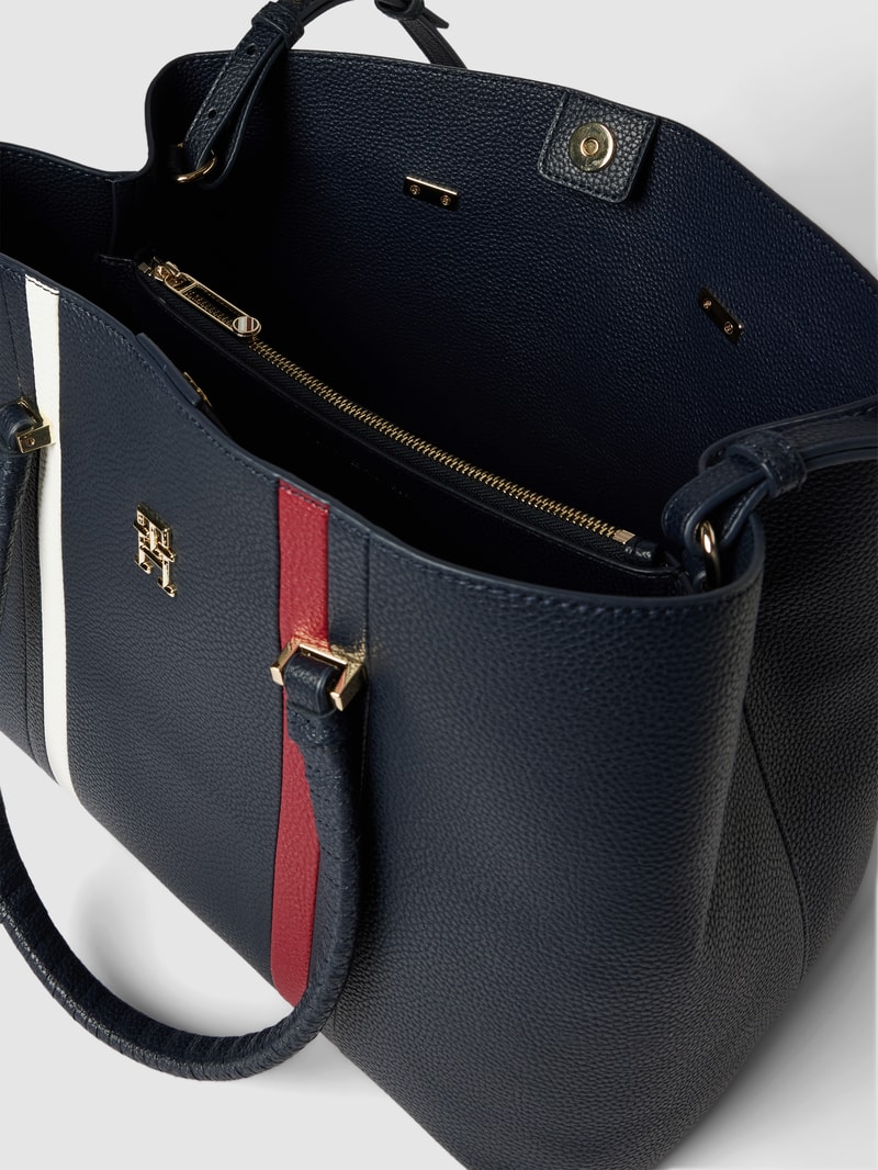 Handtasche in Leder-Optik in marineblau