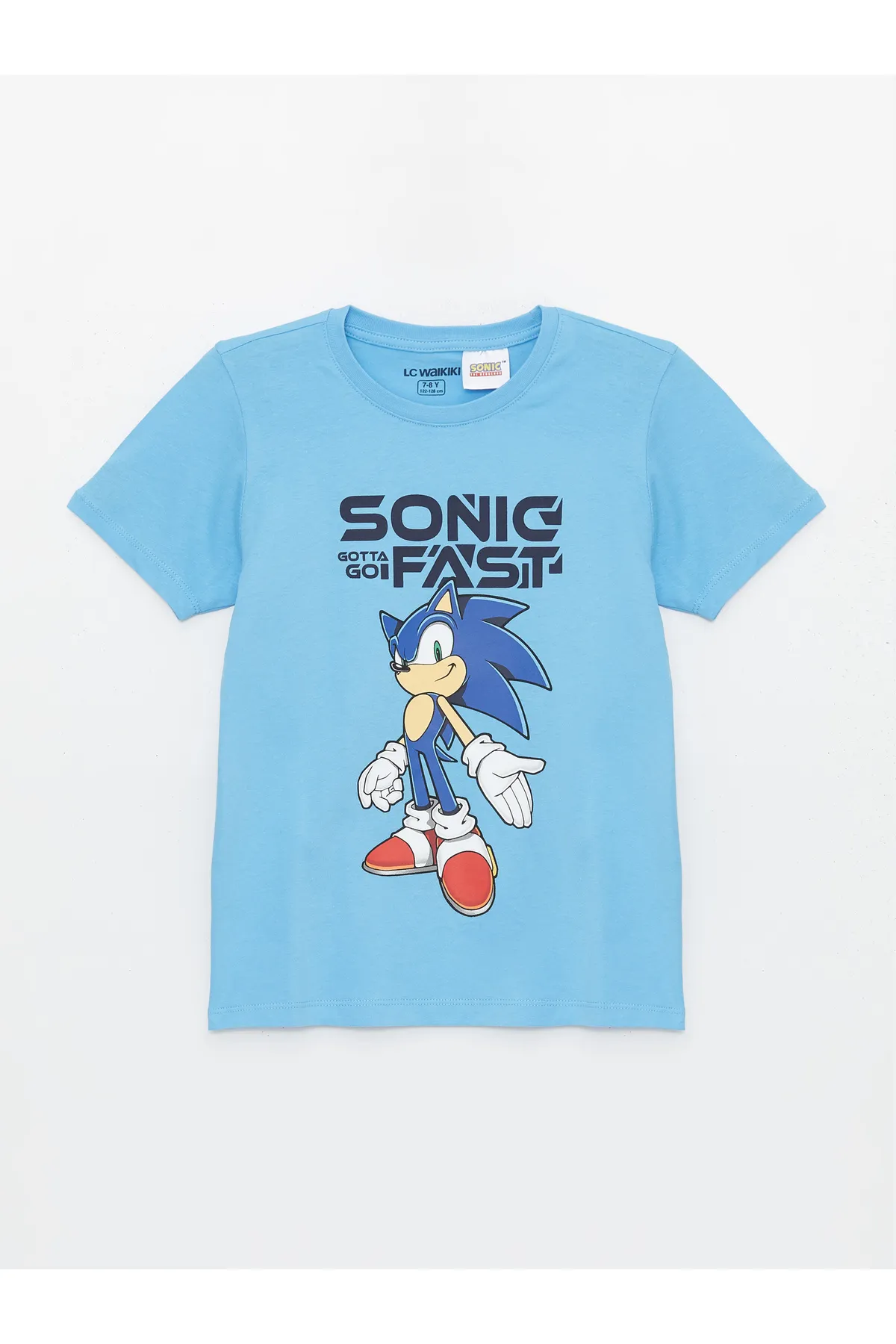 LC Waikiki  Kurzarm-Jungenpyjama-Set mit Rundhalsausschnitt und Shorts, bedruckt mit Sonic-Motiv