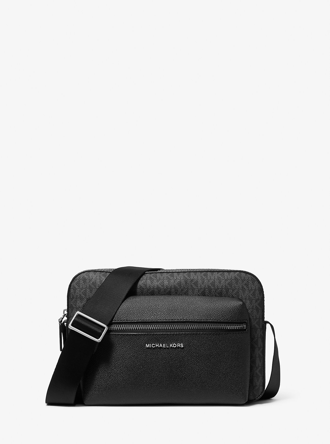 Hudson crossbody-veske med tekstur og signaturlogo for kamera – SVART