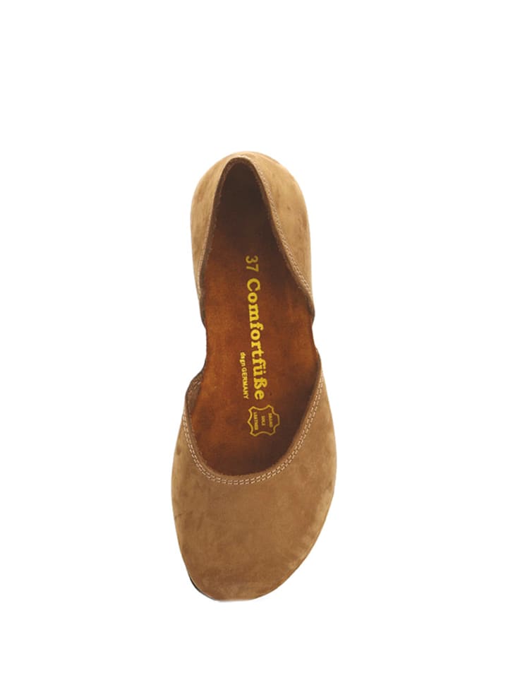 Comfortfusse Leder-Ballerinas in Sand günstig kaufen