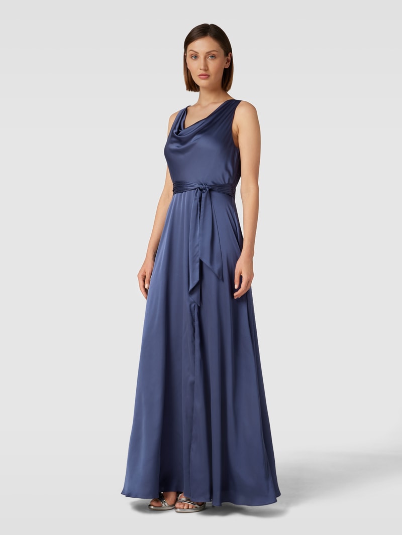 Abendkleid mit Knoten-Detail in rauchblau