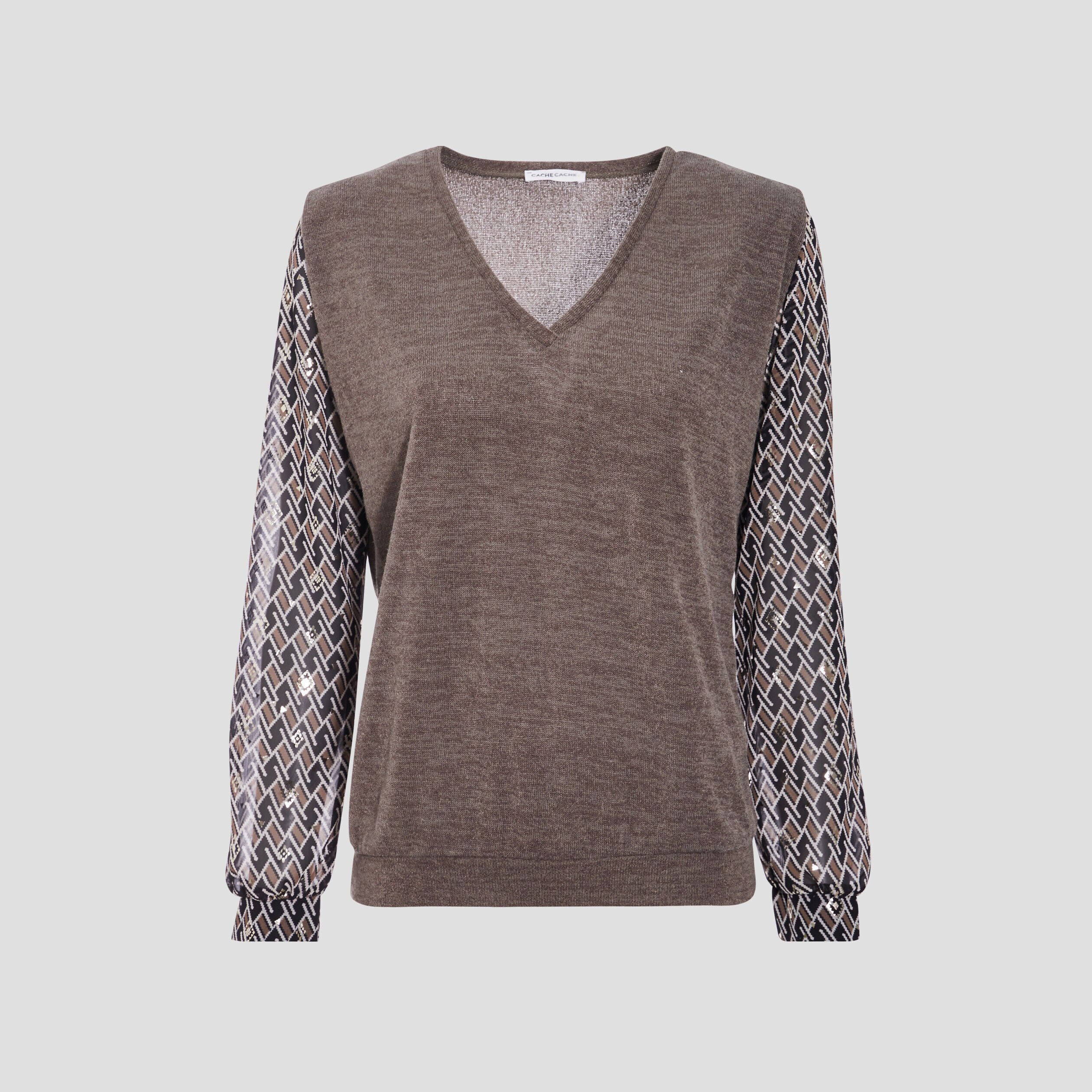 T-shirt manches longues beige femme | Cache Cache
