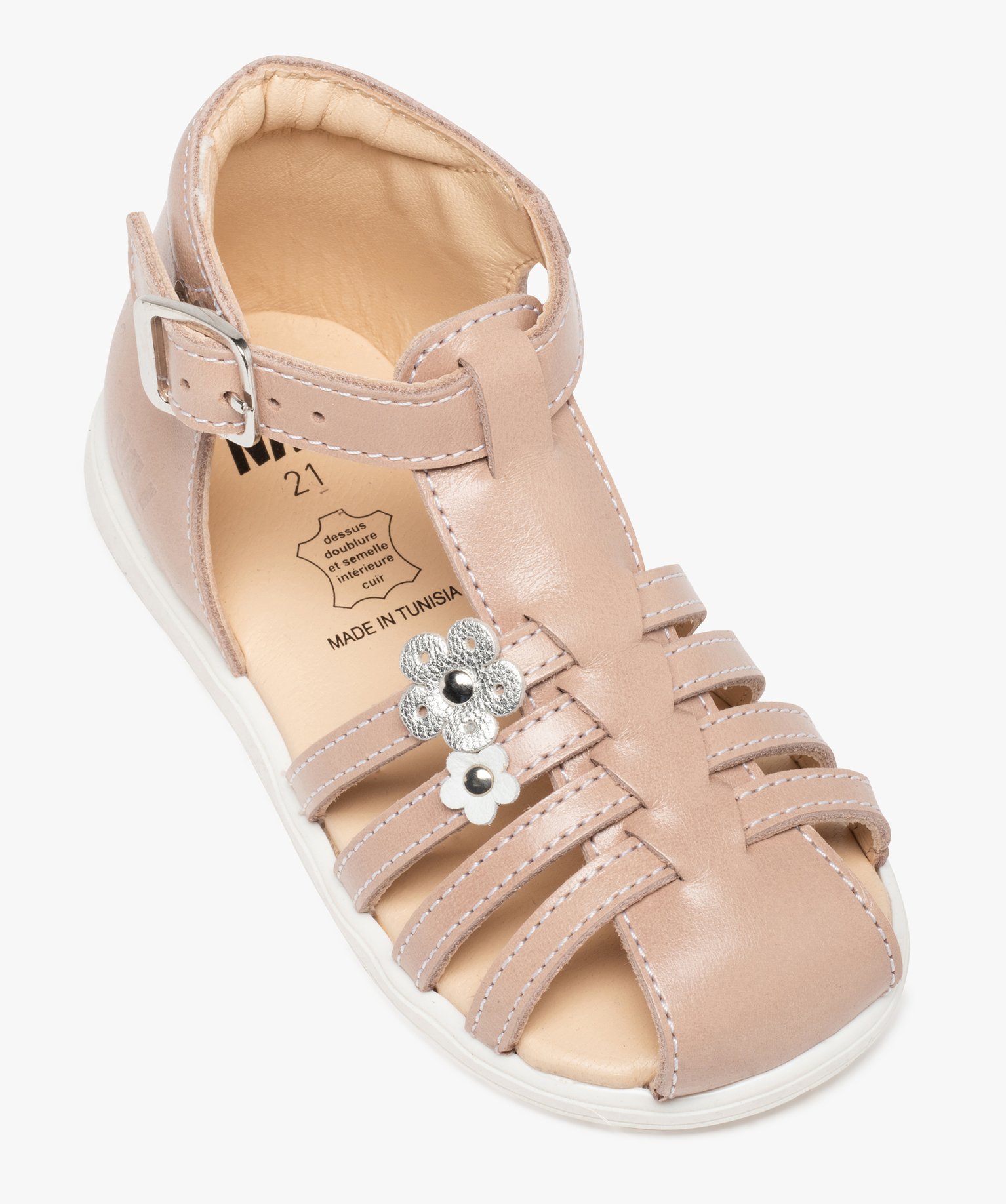 Sandales bébé fille en cuir à talon et bout fermés – NA! rose | GEMO