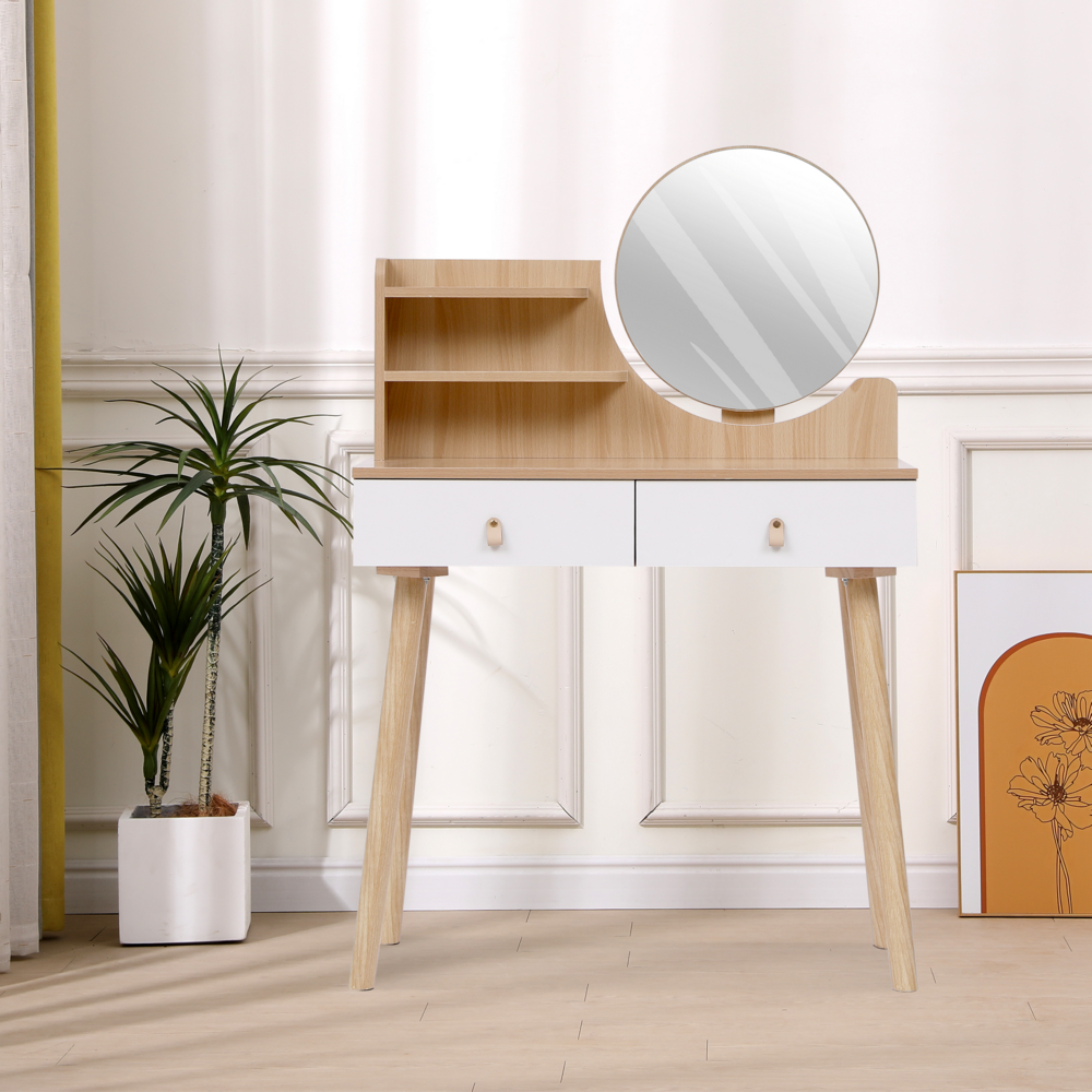 Happy Home Happy Home Schminktisch mit Spiegel, 2 Schubladen & Ablage HDT03-HOL Holz