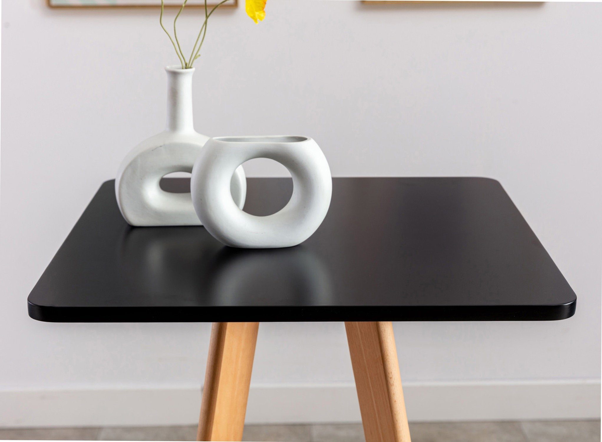 TPFLiving Stehtisch Minios - Bartisch für Küche, Esszimmer, Wohnzimmer, Balkon, Terrasse (Bistrotisch mit Buchenholz-Tischplatte - Durchmesser: 60 cm, 1-St., Design Tisch mit Buchenholz-Gestell und Fußstütze), Maße (BxLxH): 60 x 60 x 105cm - Gewicht
