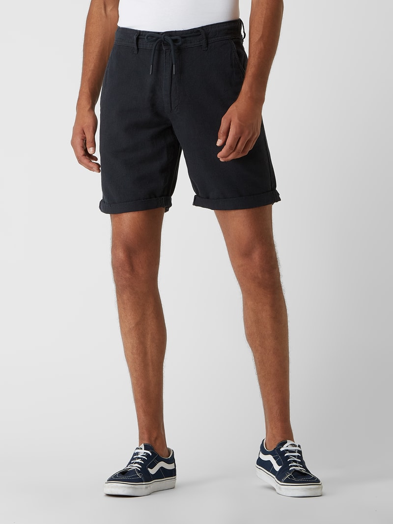 Regular Fit Shorts mit Leinen-Anteil in marineblau