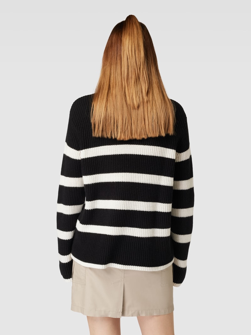 Strickpullover mit Streifenmuster Modell 'SABINA' in black