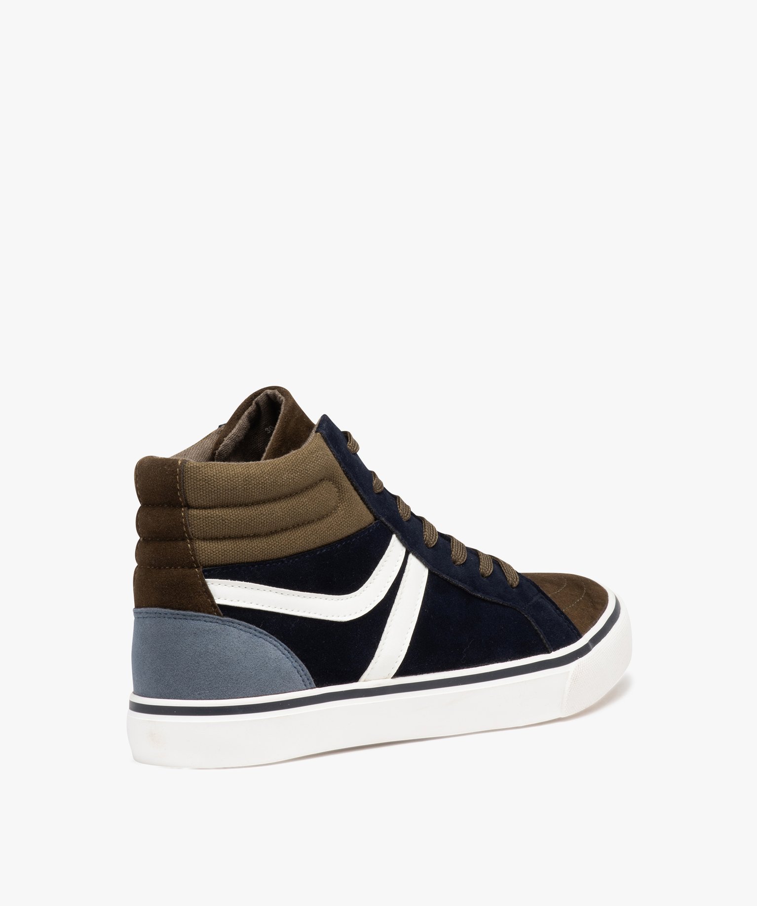 Baskets homme mid-cut en suédine à col rembourré kaki | GEMO