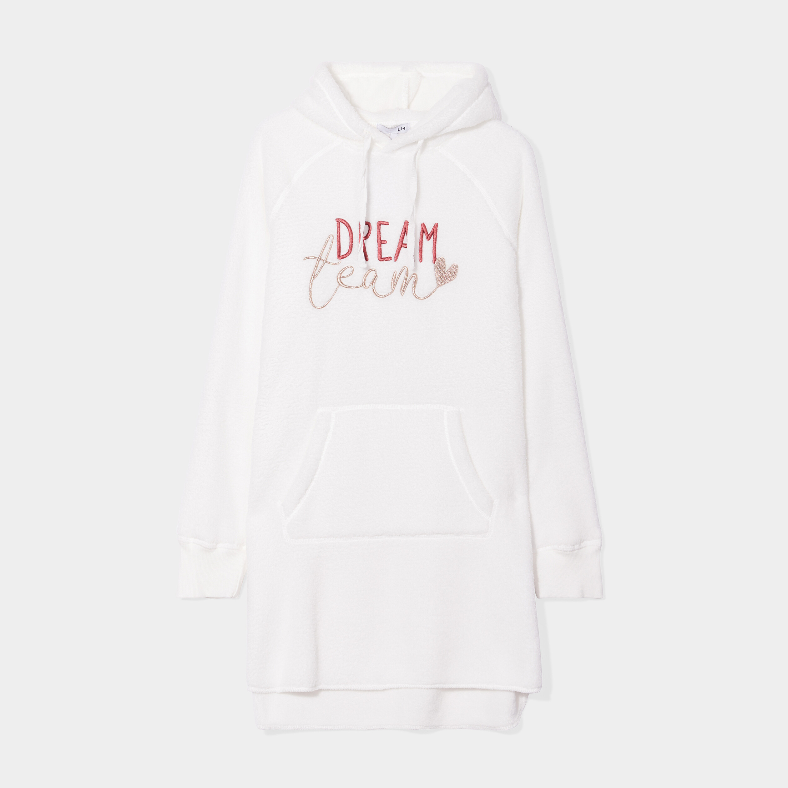 Chemise de nuit sweat effet peluche blanc femme | La Halle