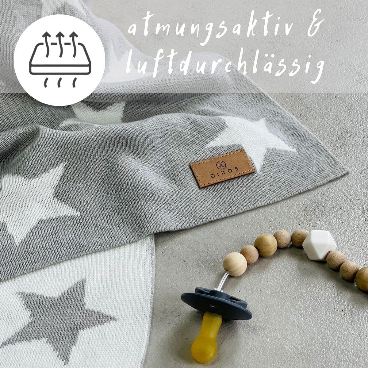 Babydecke DIKOS Babydecke Baumwolle, 100% BIO Neugeborenen Baby Decke, DIKOS, Größe 75x100 cm, atmungsaktiv, nachhaltig, plastikfrei, kuschelweich