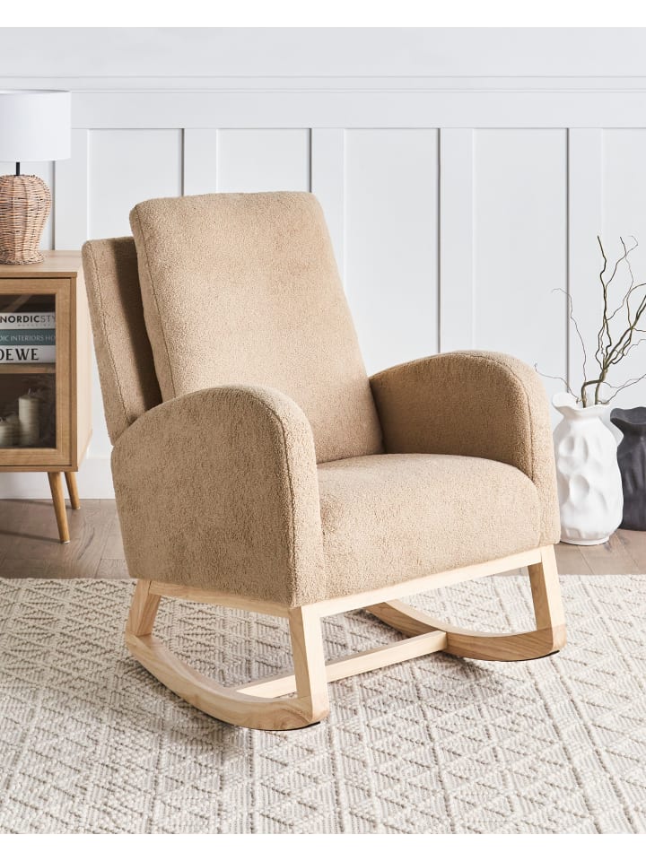 Beliani Schaukelsessel ALSTA in Beige/Braun - (W) 68 x (H) 100 x (L) 100 cm günstig kaufen onesize
