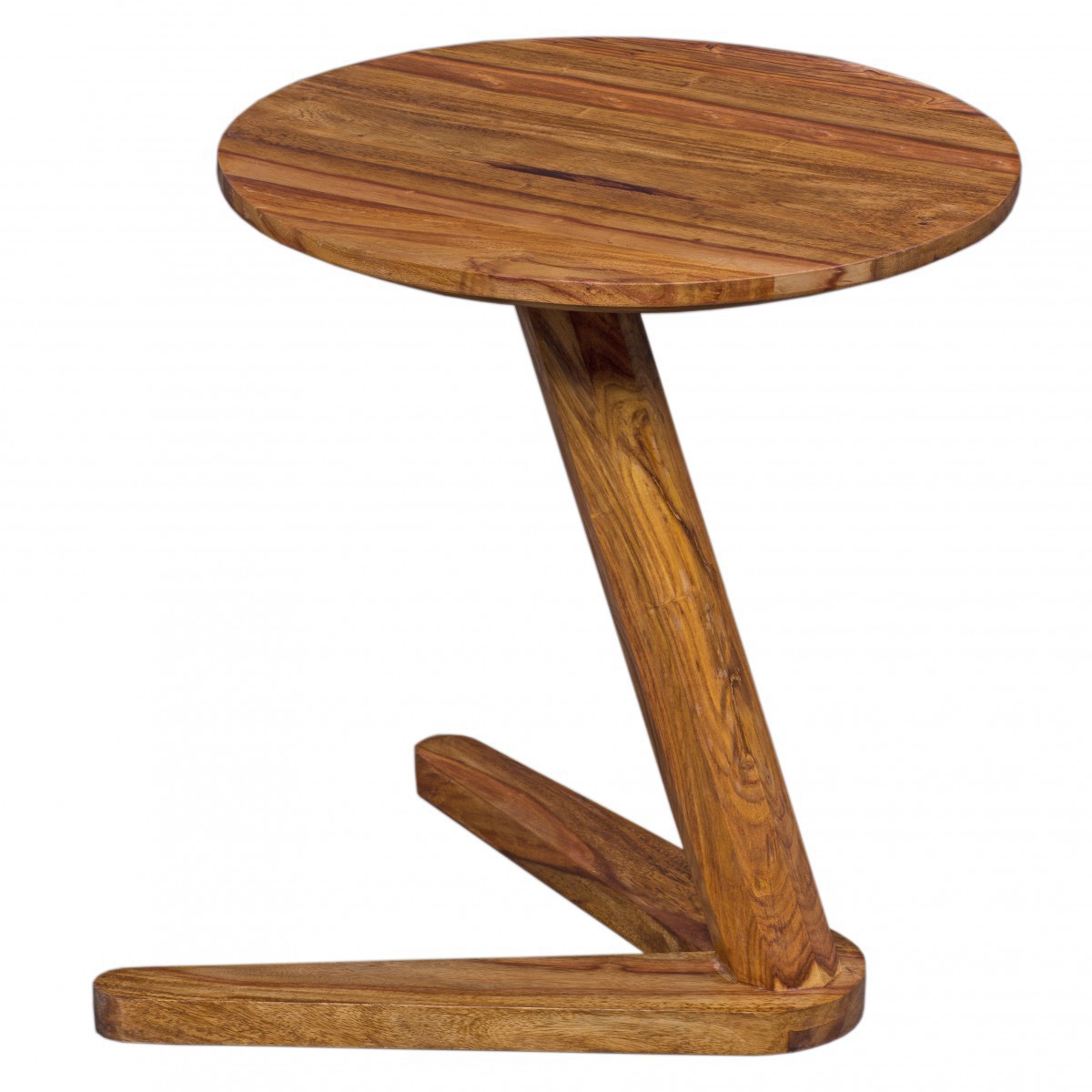 Wohnling Beistelltisch Massivholz Sheesham Design Wohnzimmer-Tisch 45 x 45cm rund Nachttisch Natur-Holz Landhaus-Stil