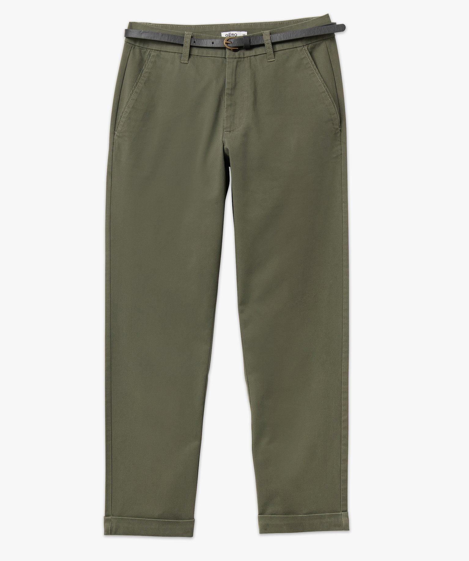 Pantalon 7/8ème en toile extensible avec ceinture femme kaki | GEMO