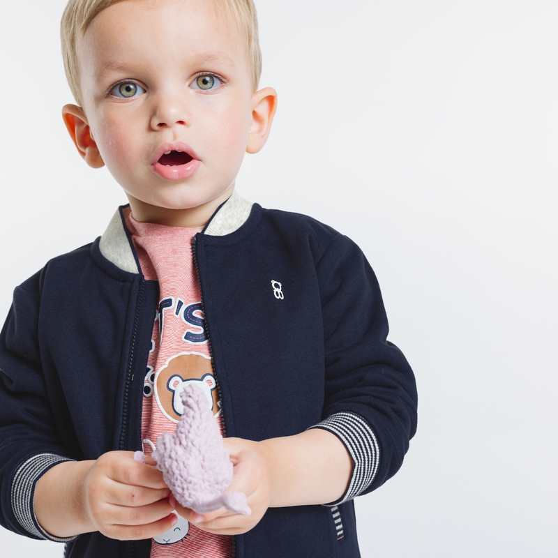 Teddy zippé en molleton doux bleu bébé garçon