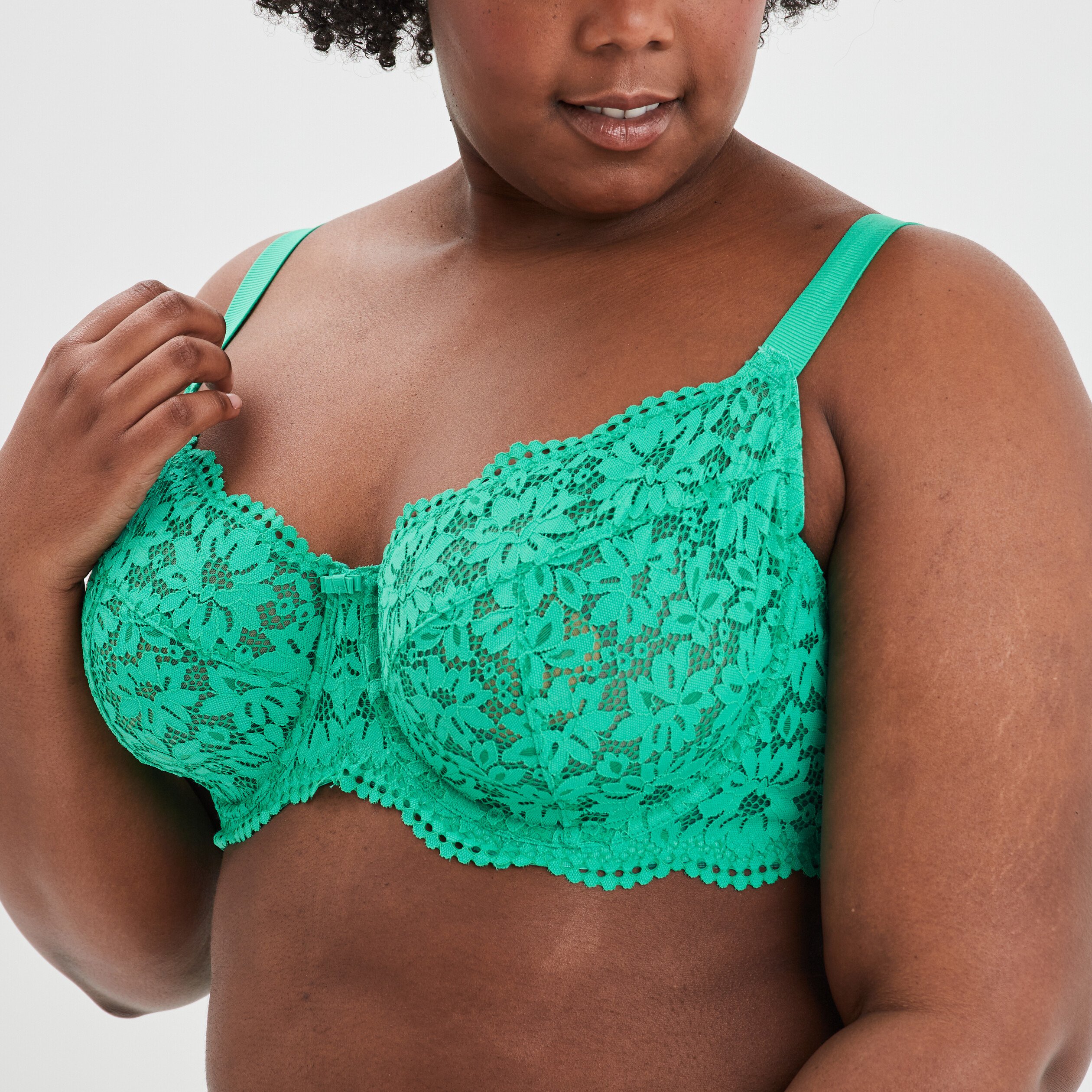 Soutien-gorge emboîtant dentelle vert menthe femme grande taille | La Halle