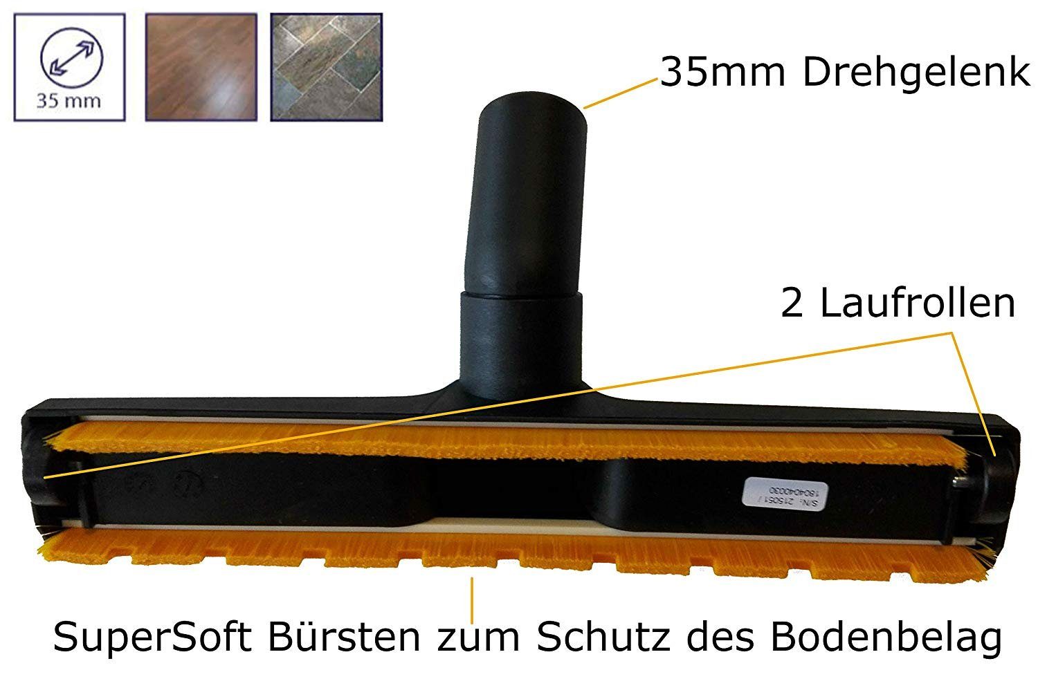 Maxorado Parkettdüse 35 mm Parkettdüse Parkett Staubsauger Düse für Kärcher Miele Bosch etc, Zubehör für Zentralstaubsauger, Bodenstaubsauger, Staubsauger, Industriestaubsauger, (1-tlg)