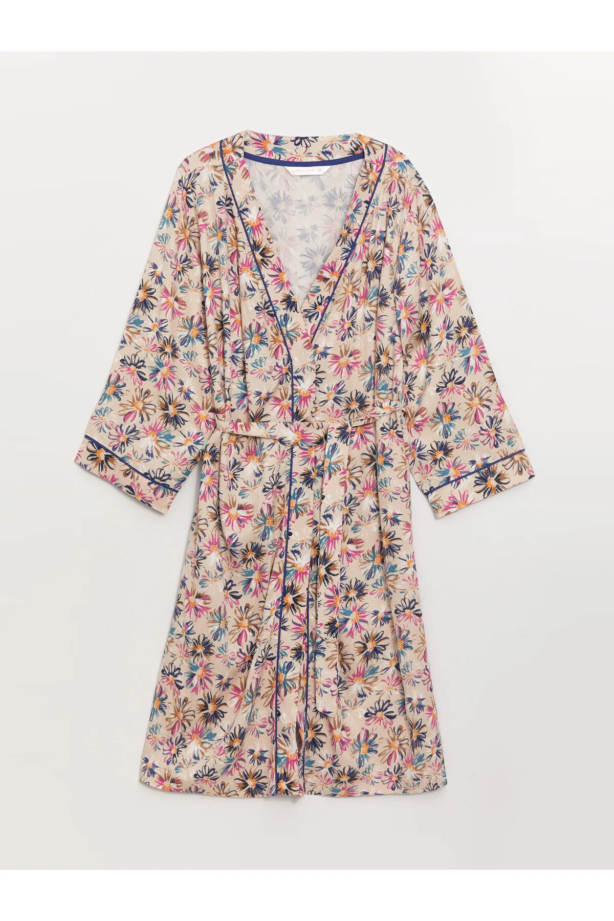 LC Waikiki  Langärmliger Damen-Bademantel mit Schalkragen und Blumenmuster