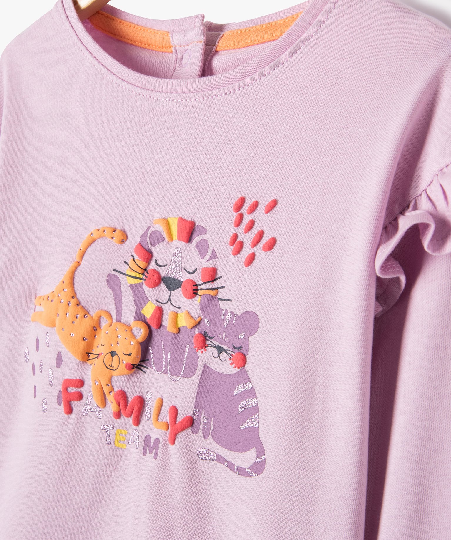 Tee-shirt manches longues à volant bébé fille violet clair | GEMO