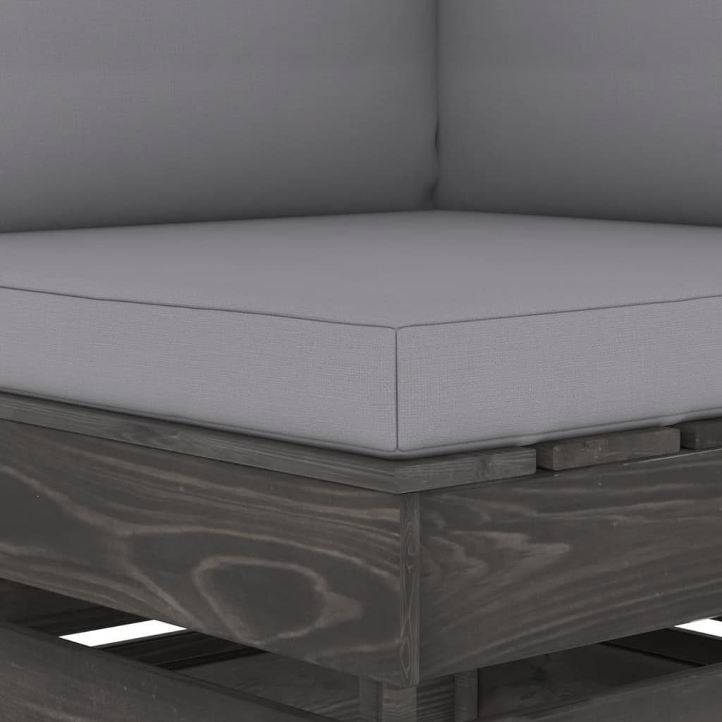 vidaXL Gartenlounge-Set 2-Sitzer Outdoor-Sofa mit Kissen Grau Imprägniertes Kiefernholz