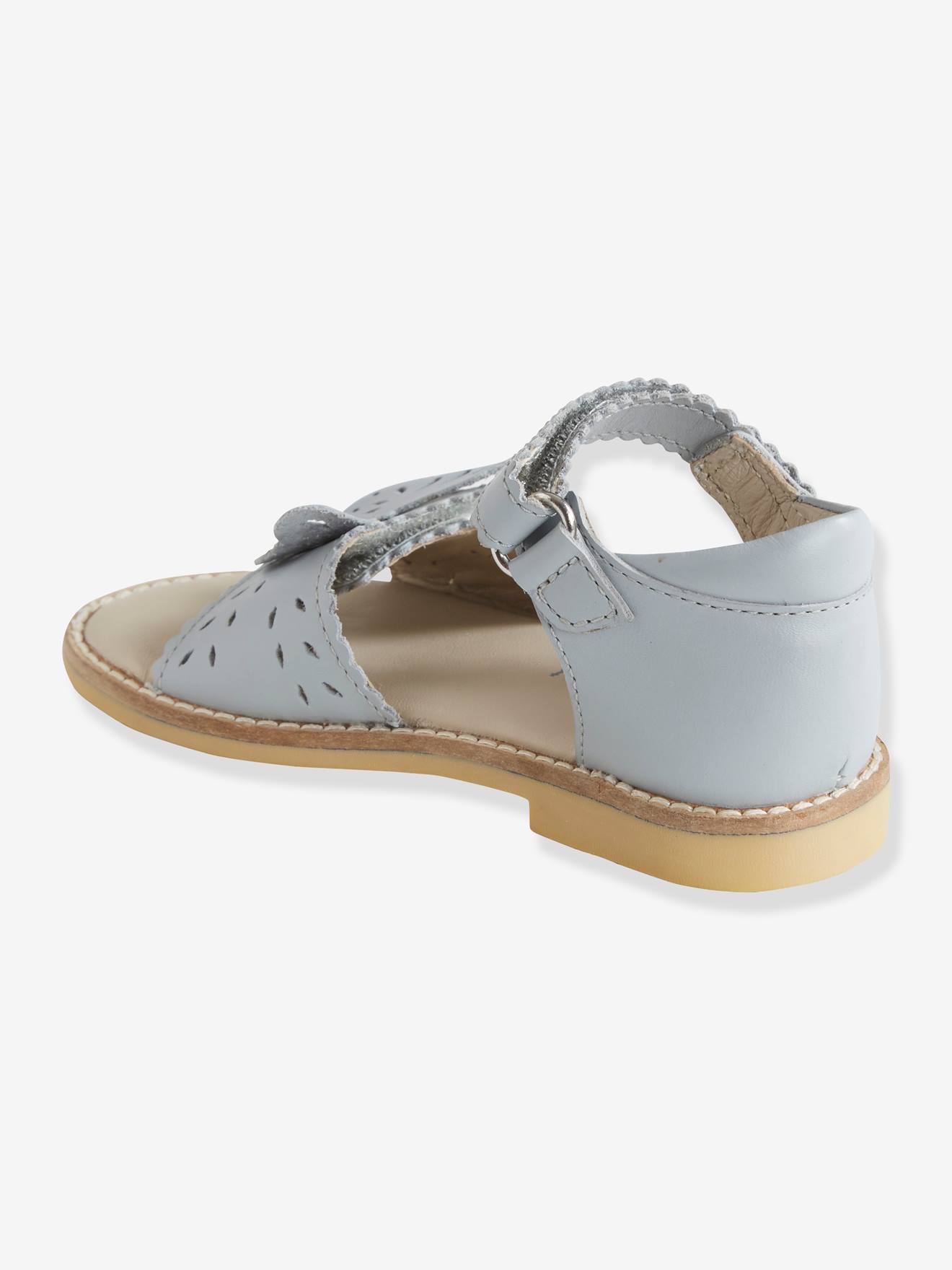 Sandales en cuir fille collection maternelle bleu clair