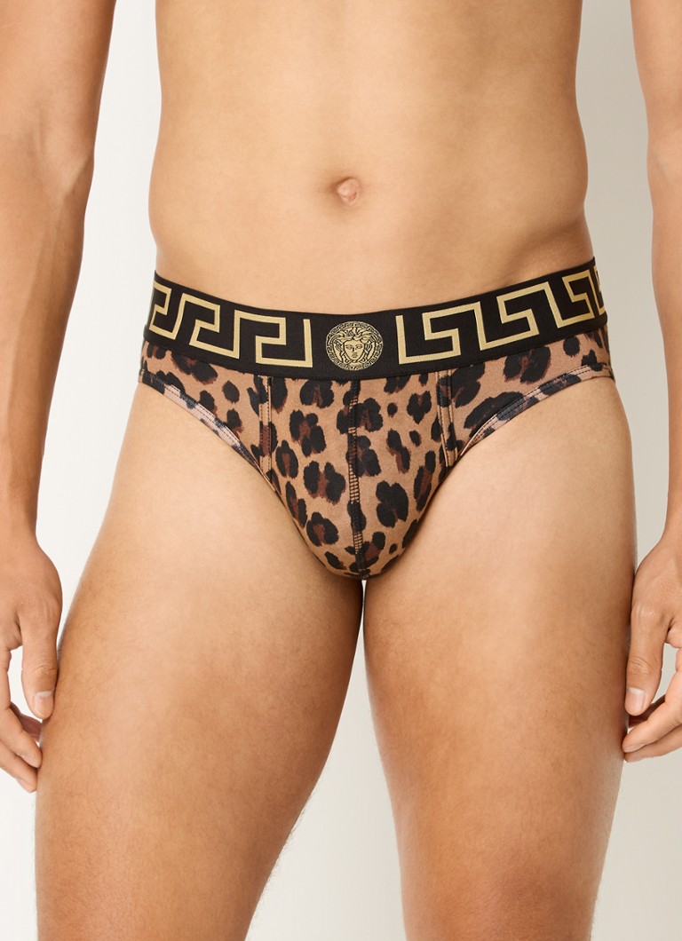Versace gaćice s leopard printom i logo trakom
