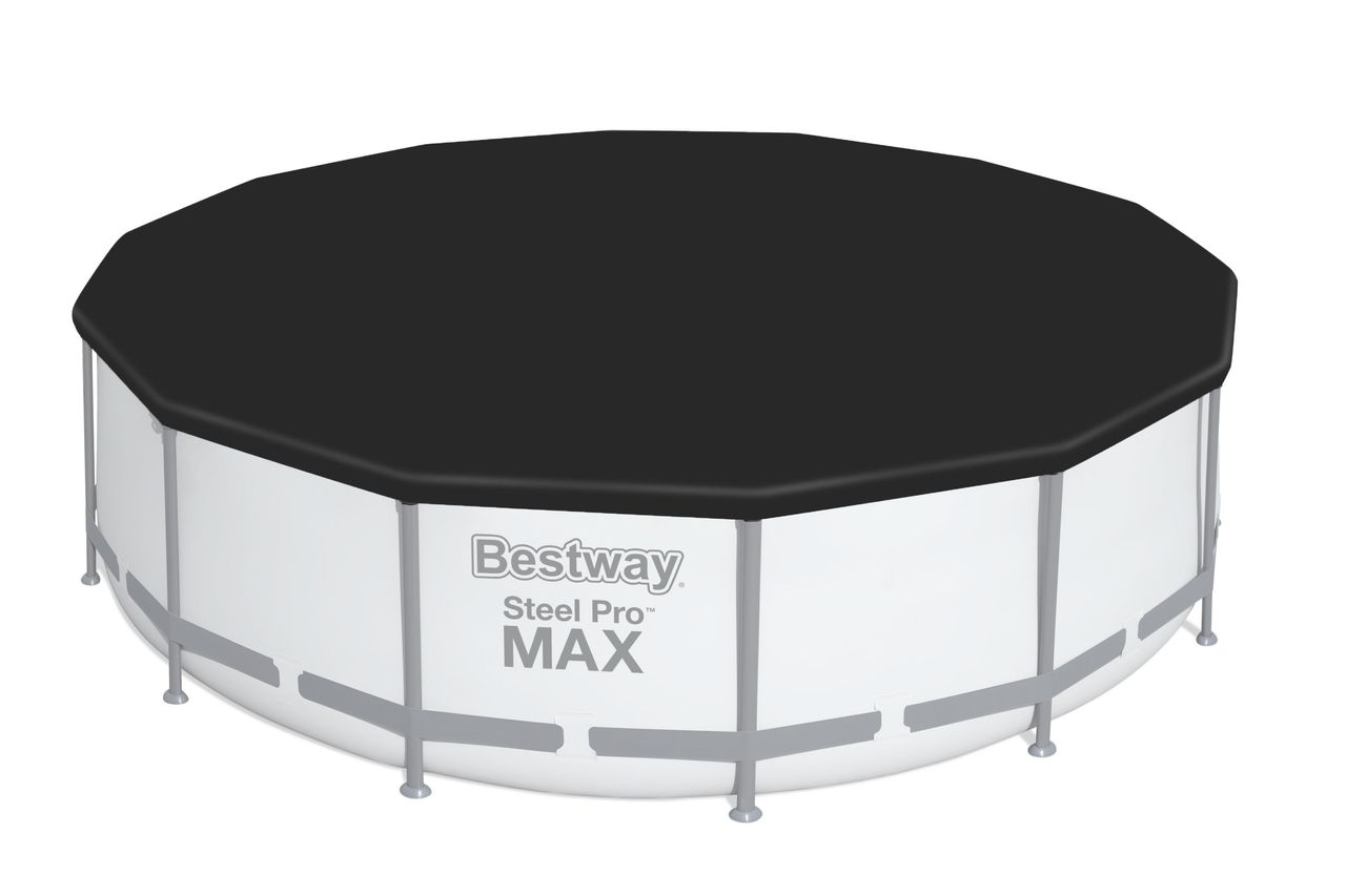 Bestway Steel Pro MAX™ Frame Pool Komplett-Set mit Filterpumpe Ø 396 x 122 cm, lichtgrau, rund