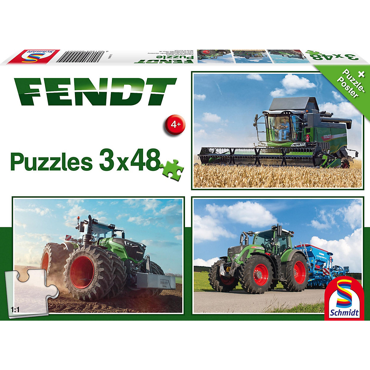 Kinderpuzzleset 3 x 48 Teile, Traktor Fendt 1050 Vario/724 Vario/6275L
