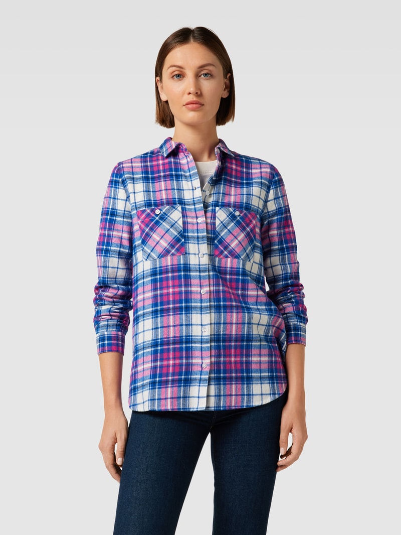 Flanellbluse mit Brusttaschen in himmelblau