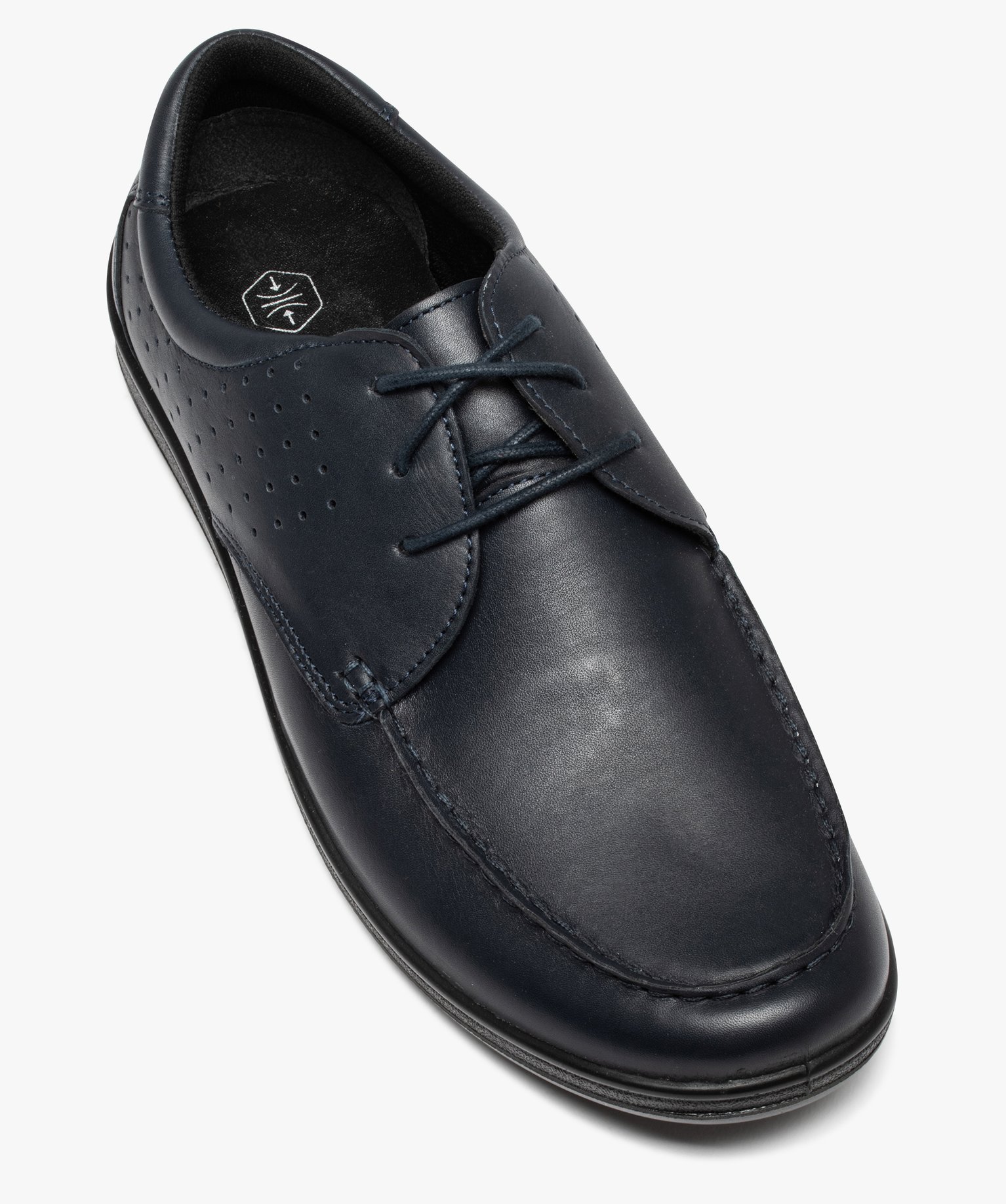 Chaussures bateau homme confort dessus cuir uni marine | GEMO