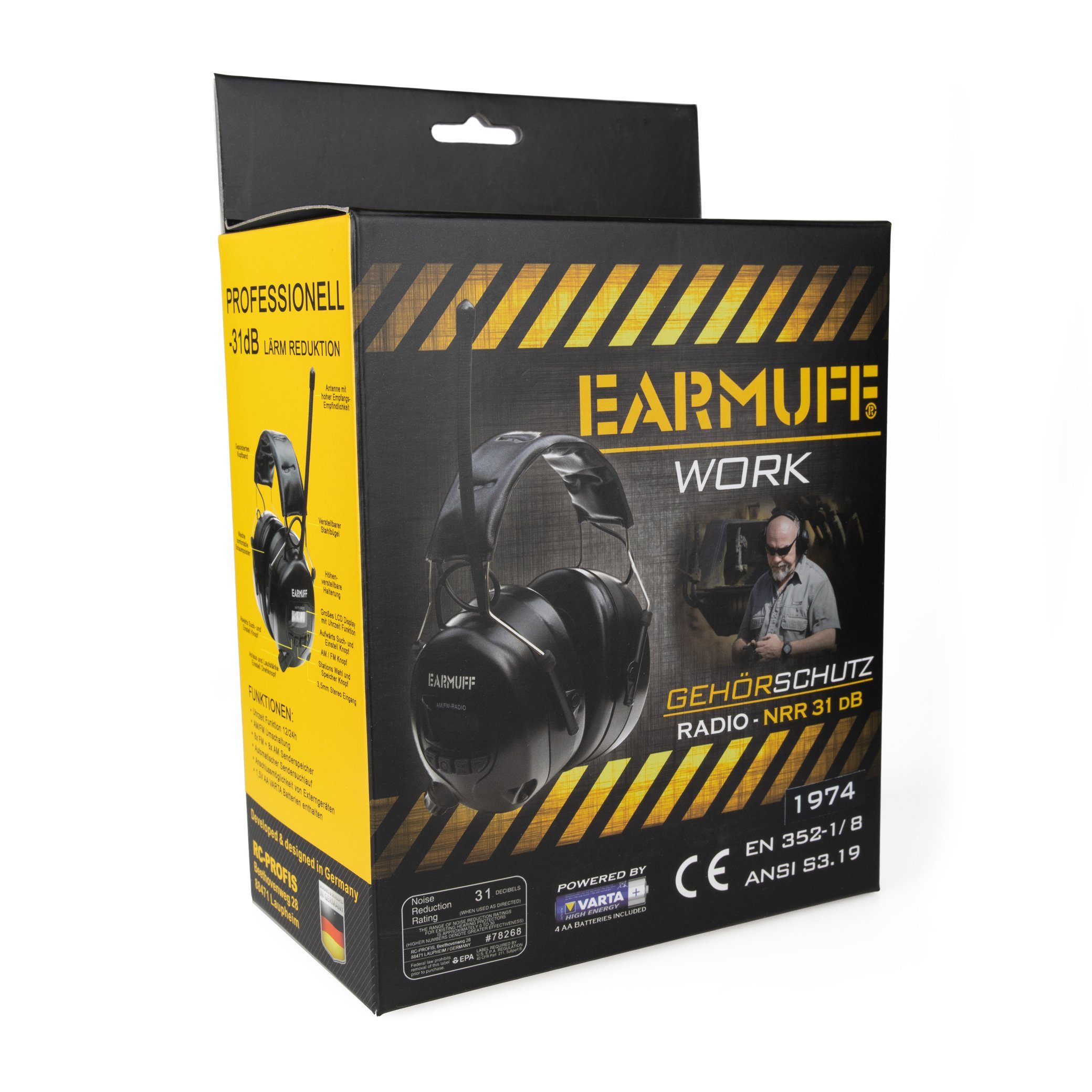 EARMUFF Kapselgehörschutz EARMUFF 31dB AM/FM/AUX - Black