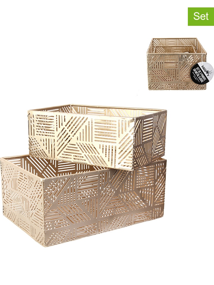 Rétro Chic 2er-Set: Aufbewahrungskörbe in Gold günstig kaufen onesize