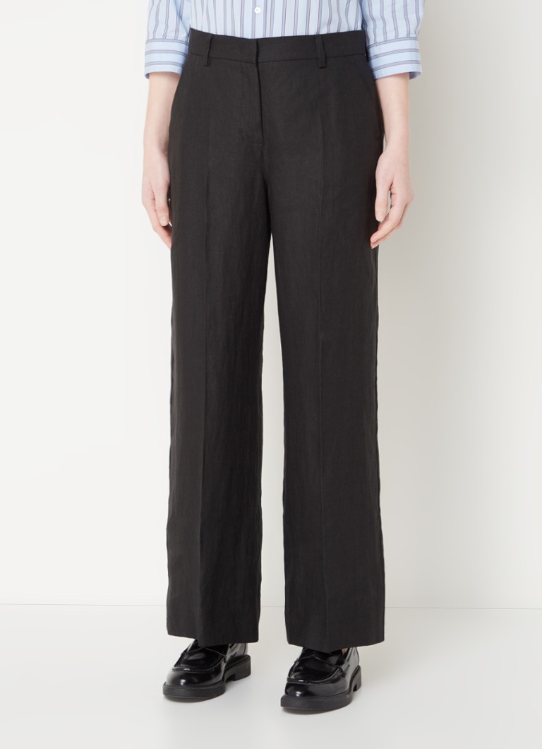 MaxMara Malizia ψηλόμεσο, φαρδύ, κοντό λινό παντελόνι με φαρδιά μπατζάκια