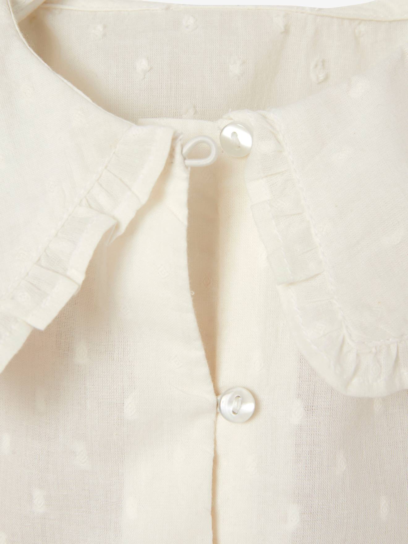 Ensemble blouse en plumetis et jupe en velours bébé ivoire