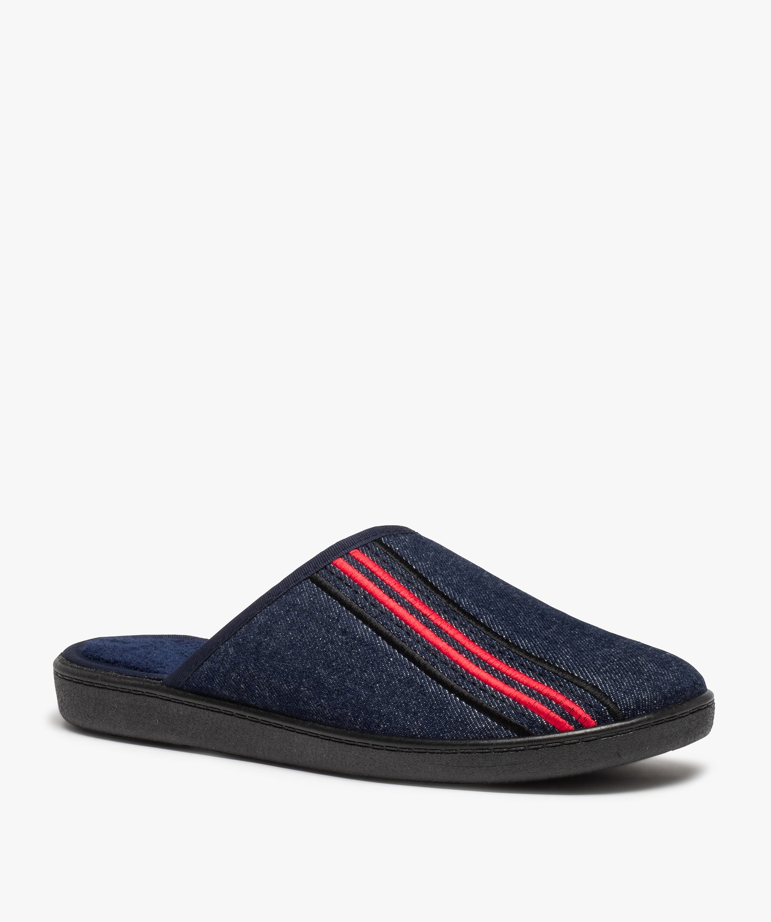 Chaussons homme confort mules en denim bleu | GEMO