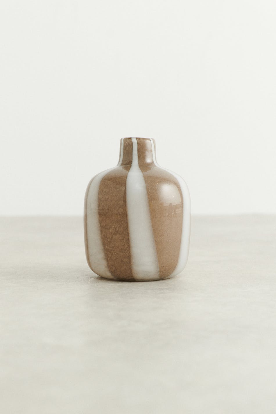 Striped low glass vase