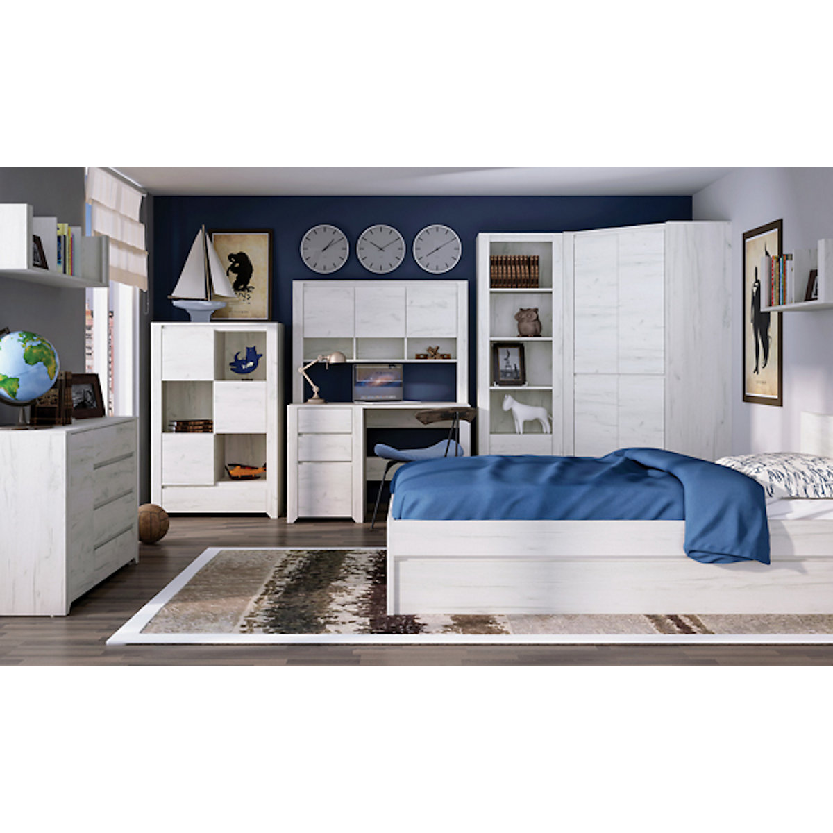 Jugendzimmer Standregal Angel Bücherregal 84cm grifflos mit 1 Schublade
