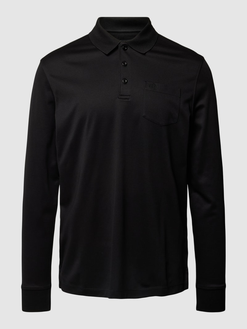 Poloshirt mit Brusttasche in schwarz