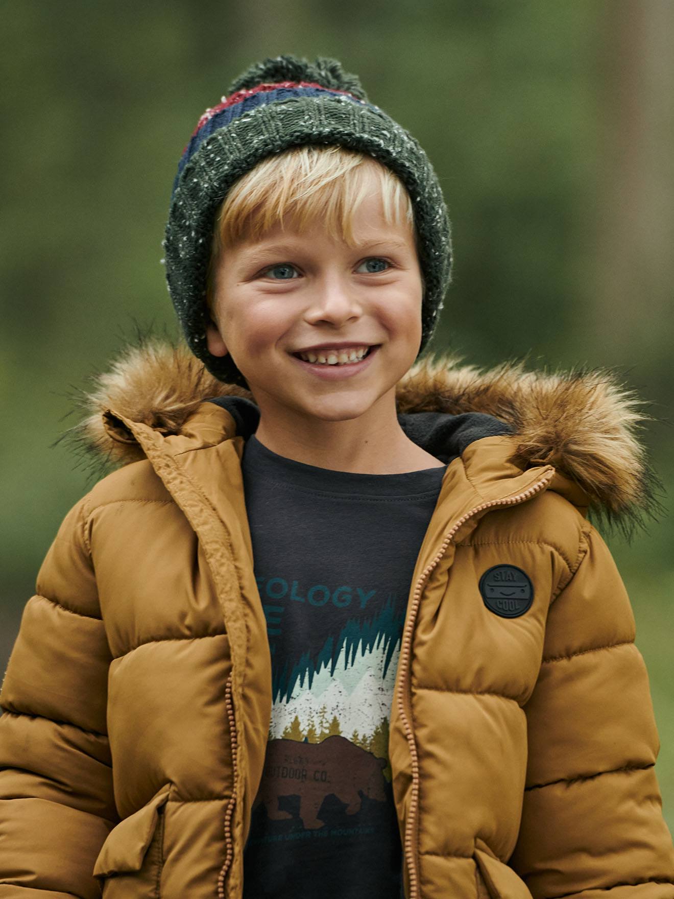 Vertbaudet Jungen Jacke & Handschuhe mit Recyclingmaterial - braun