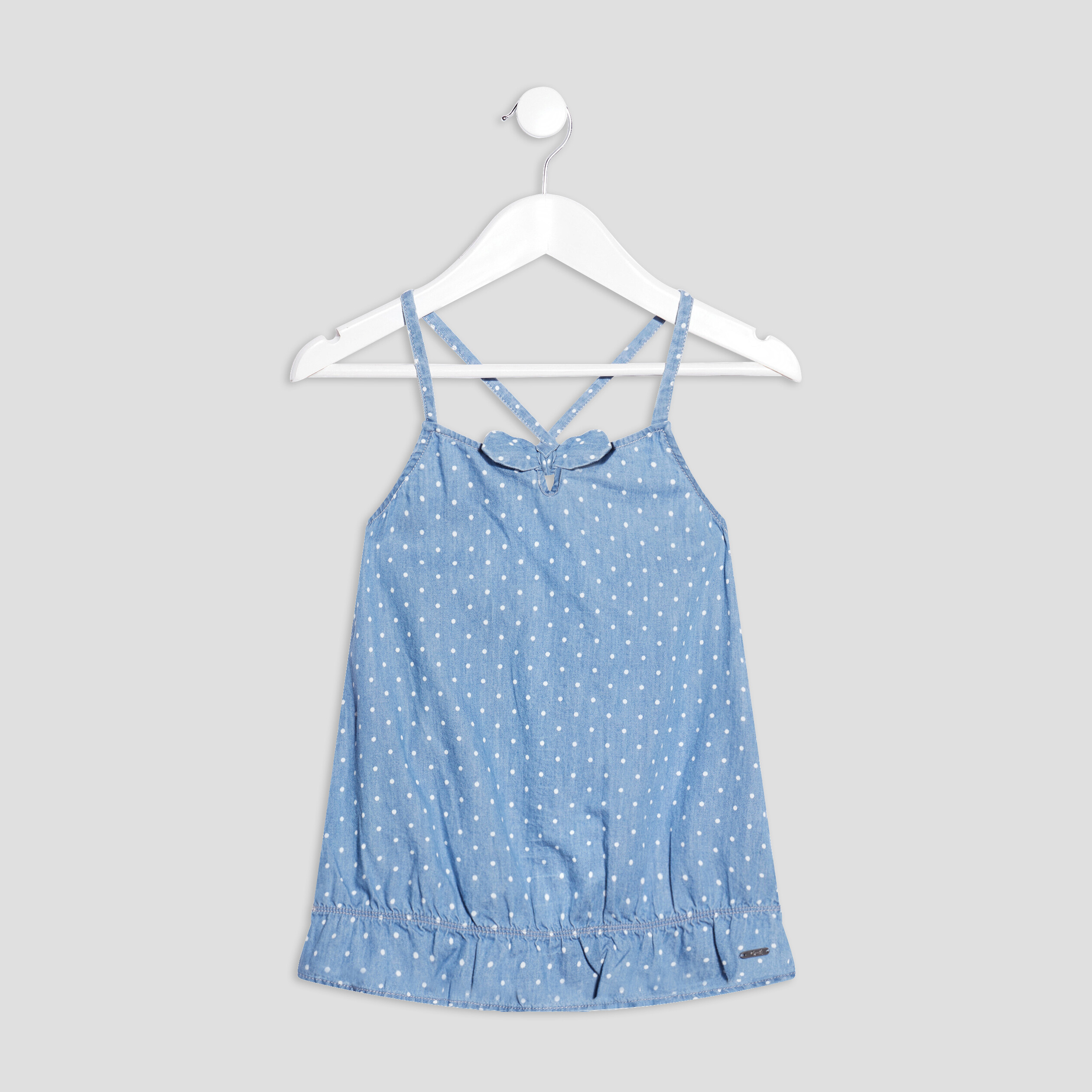 Blouse bretelles fines denim double stone fille | La Halle