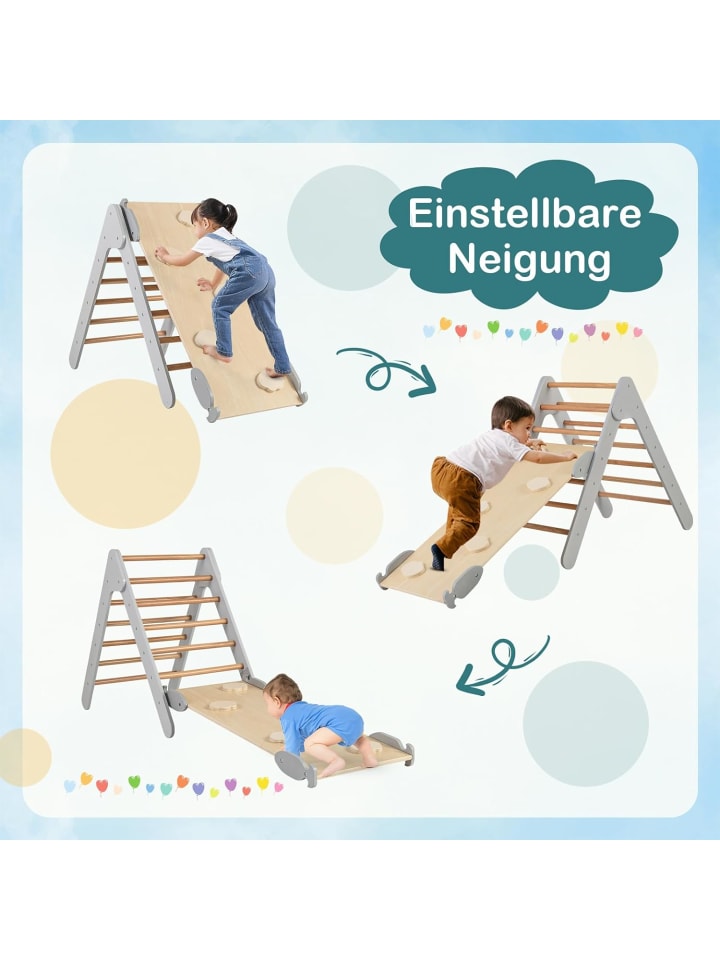 COSTWAY Kletterdreieck mit Rutsche in Grau günstig kaufen onesize