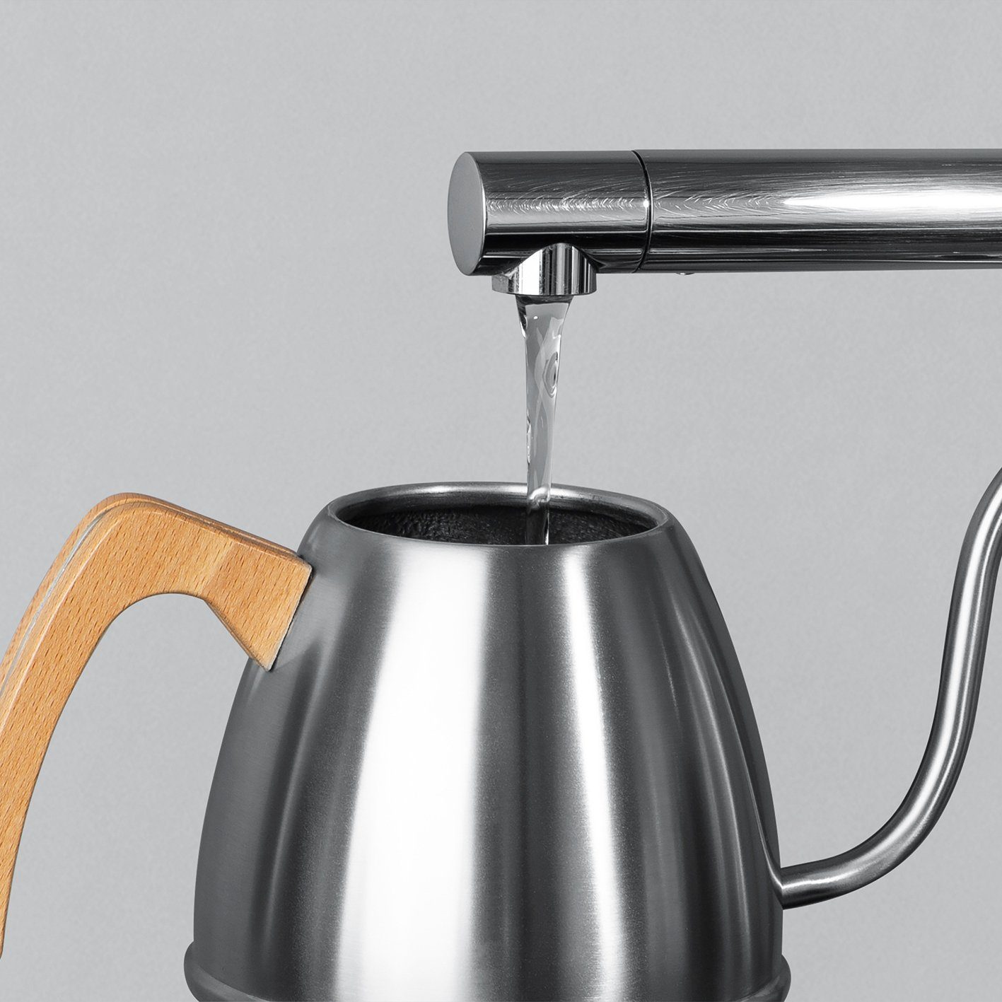 BEEM Wasserkessel POUR OVER Wasserkessel mit Thermometer 1L Buchenholz